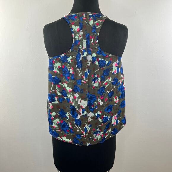 RACHEL RACHEL ROY Pleated Button Henley Floral Tank Top Blouse Flowy XS - Picture 6 of 9